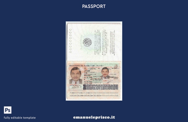 modello di passaporto messicano in stile verificato